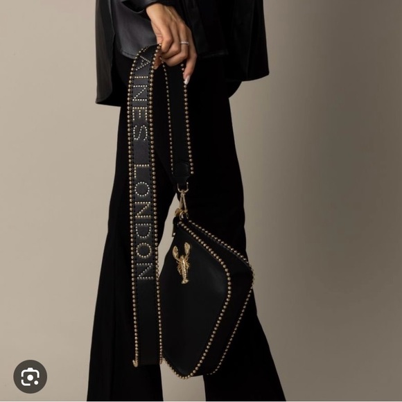 laines london Handbags - Elegant Black Shoulder Bag with Gold Detailing